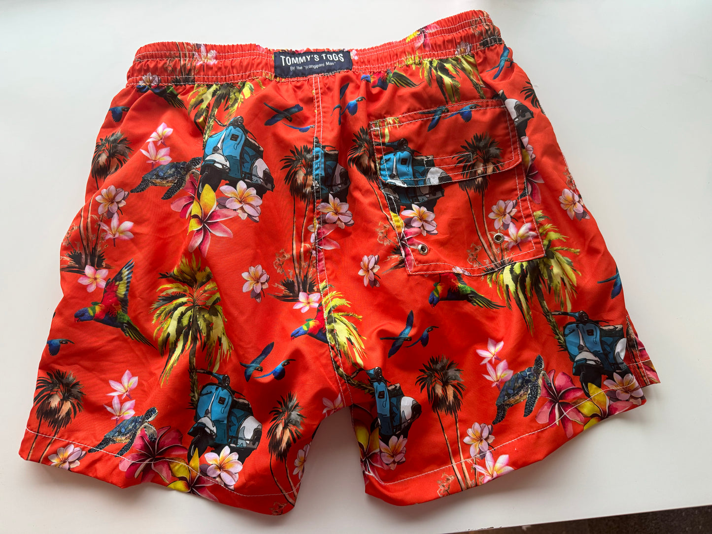 Vespa range, orange shorts