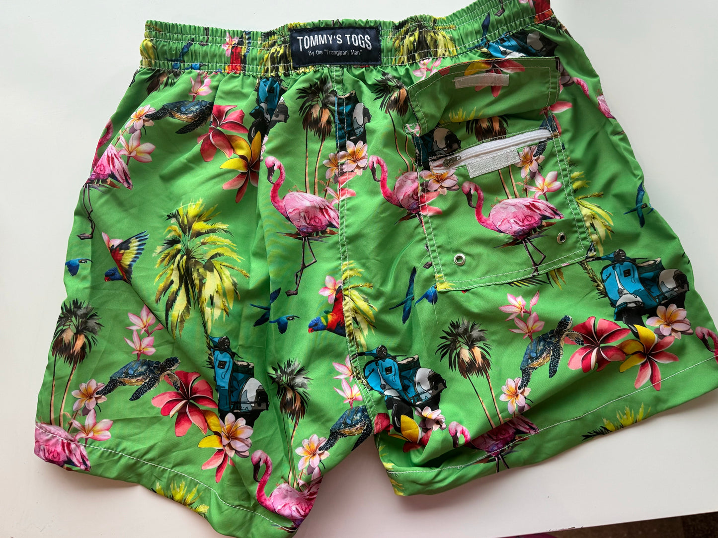 Vespa range, green shorts